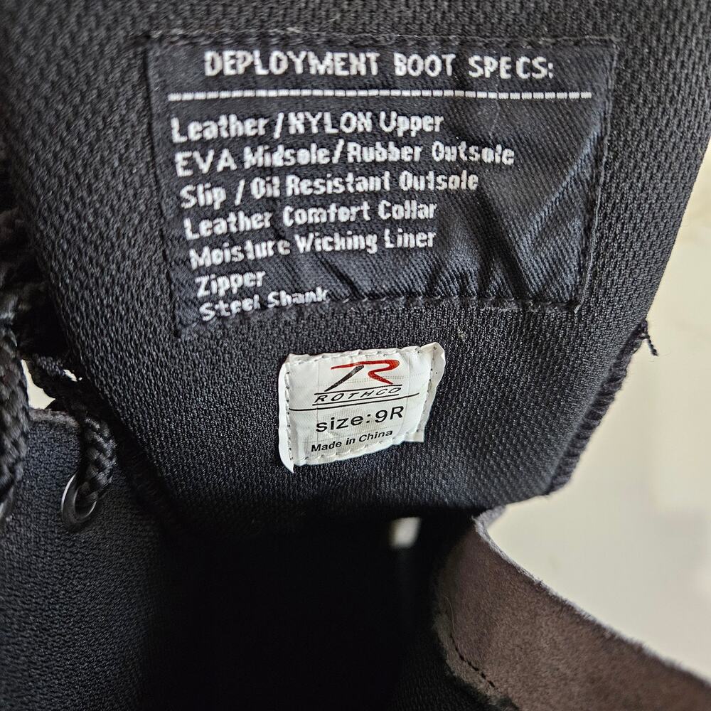 Rothco 10" Deployment NWOT, Zippered Boots, Size 9R - Picture 2 of 12